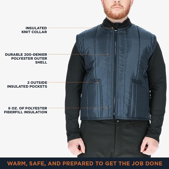 RefrigiWear Men's Econo-Tuff Lightweight Warm Fiberfill Insulated Workwear Vest