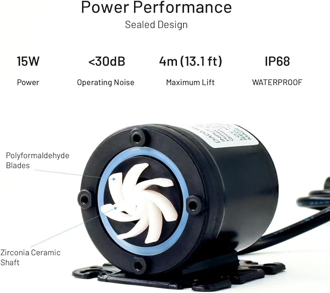 14A DC 12V Water Pump Circulation Pump- 3.43GPM, 19.6ft Lift, Ultra-Quiet Brushless Motor w/Adapter - for Solar Heaters, RVs, Brewing & Farms (Non-Self-Priming)