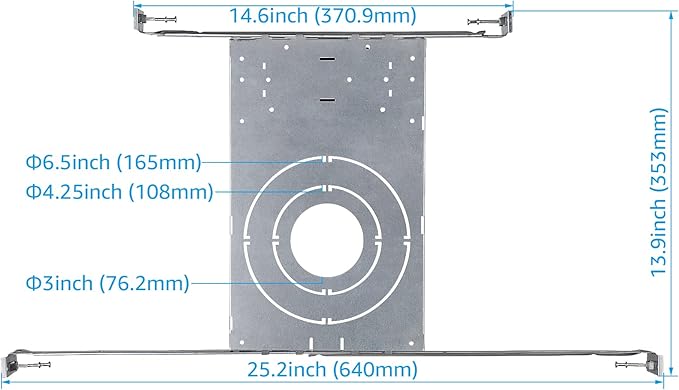 TORCHSTAR New Construction Mounting Plate, 3/4/6 Inch LED Recessed Lighting Kits, Compatibility Upgrade, Extendable Hanger Bars, Shallow Recessed Light Housing, Pack of 6