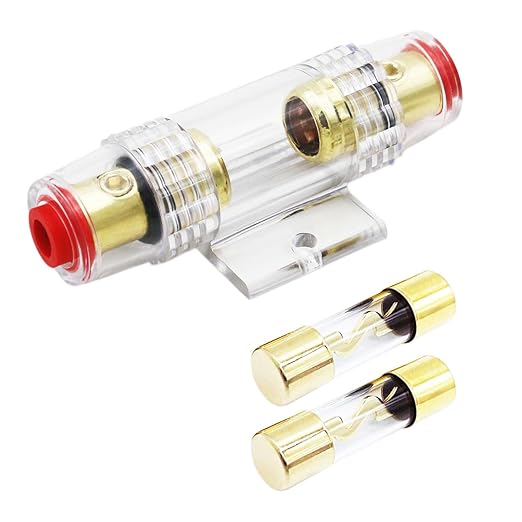 in-line AGU Fuse Holder for 4-10 Gauge AWG Wire / 6 Gauge & 8 Gauge/with Two 60A AGU Fuses for Car Audio/Alarm/Amplifier/Compressors/Auto Parts/Automotive/Marine/Industrial (60Amp, 1 Pack)