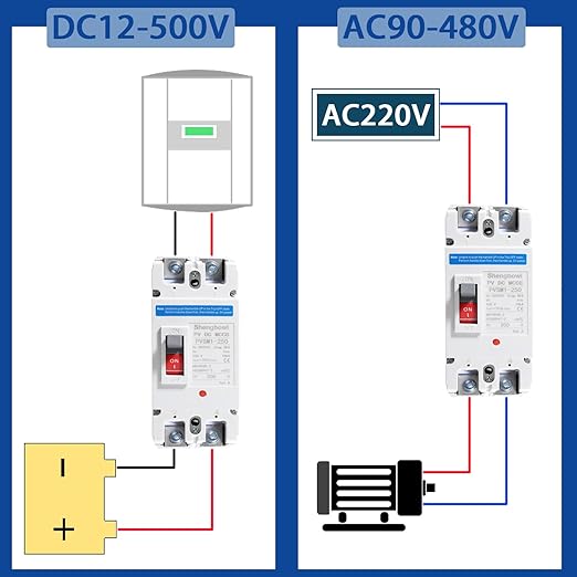 Main DC 200 Amp Circuit Breaker AC Disconnect Switch 2 Poles 550V Battery Thermal Magnetic Trip Power Solar UPS Station