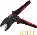 Sanuke Ratchet Crimping Tool for Non-Insulated Open Barrel Terminals & Receptacles, AWG 22-10 Ratcheting Wire Crimper, Electrical Terminal Crimp Pliers