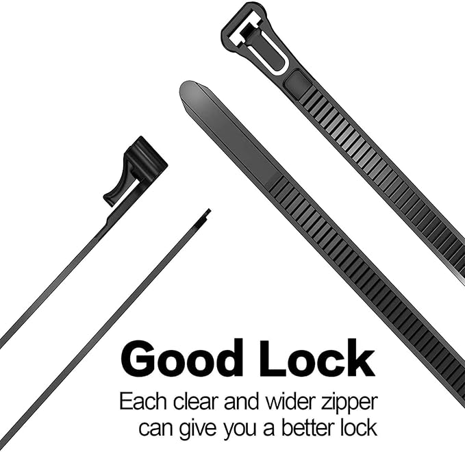 Releasable Reusable Zip Ties 12 Inch Heavy Duty Zip Tie Thick Black Cable Ties Reusable 100 Pack 50lb Tensile Strength Nylon Cable Wire Ties for Multi-Purpose Use Indoor And Outdoor Plastic Tie Wire