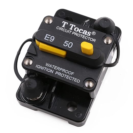 E9 50 Amp Circuit Breaker Surface Mount with Manual Reset | Waterproof IP67 Protection | 12V - 72V DC 50A Swithable