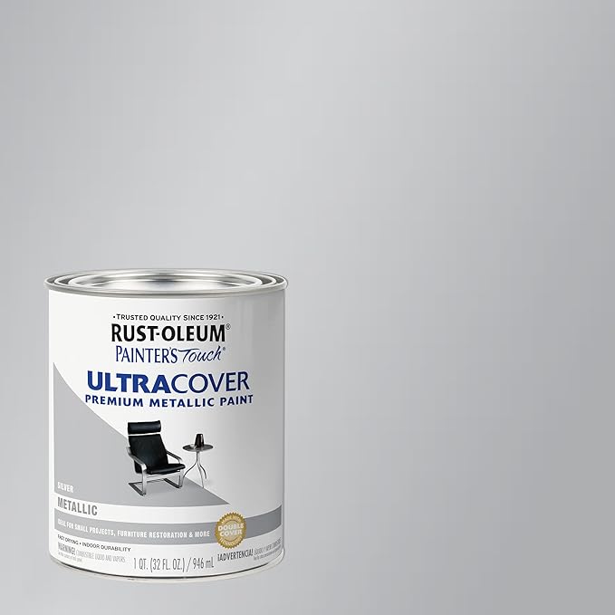 Rust-Oleum 254100 Painter's Touch Metallic Paint, Quart, Metallic Silver, Pack of 1