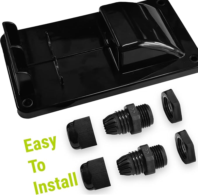 Newpowa Solar Double Cable Entry Gland Box Waterproof Dual Wire Connector Adapter Housing Plate ABS Mount Ideal for Marine Use, RVs, Caravans, Boats