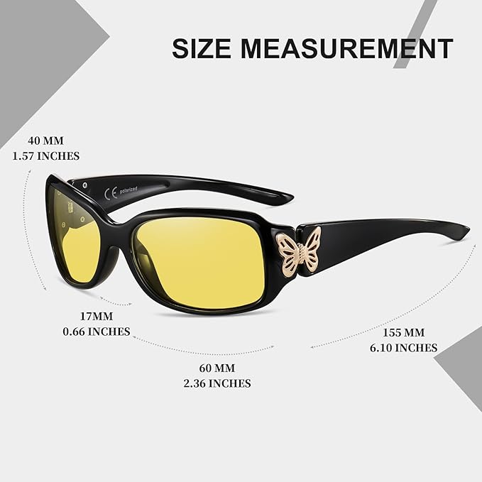 HAOLOTA Night Vision Driving Glasses Women Anti Glare Polarized, Wrap Around Nighttime Safety Glasses UV Protection