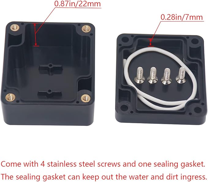 Project Box ABS Black Electrical Boxes IP65 Outdoor Waterproof Box Electronic Junction Box Power Enclosure with Cable Glands for DIY Project 2.5x2.3x1.38 inch (63 x 58 x 33 mm)