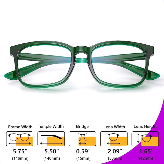 VISOONE Blue Light Blocking Glasses Square with Anti Computer Glare for Gaming Women and Men MONTANA