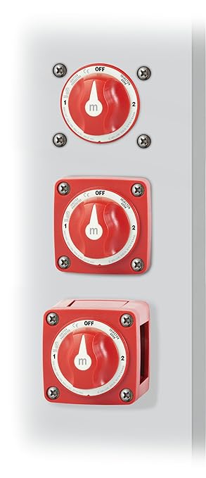 Blue Sea Systems 3‑Position Mini Battery Switch, Red, 6008 m‑Series