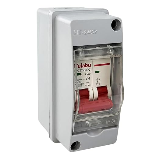 DC Miniature Circuit Breaker 1000V, IP65 Waterproof PV Solar DC Disconnect Switch with DIN Rail Enclosure, Solar Panel Disconnect Switch for Solar PV System (40A)