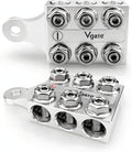 Vgate 12-Way Post Terminal Distribution Block Bus Bar, 8AWG up to 4/0(XL) AWG Gauge, for Lithium or AGM Lead Acid Battery with Bolt Down Ends or Threaded Studs, M8 or 5/16”-18