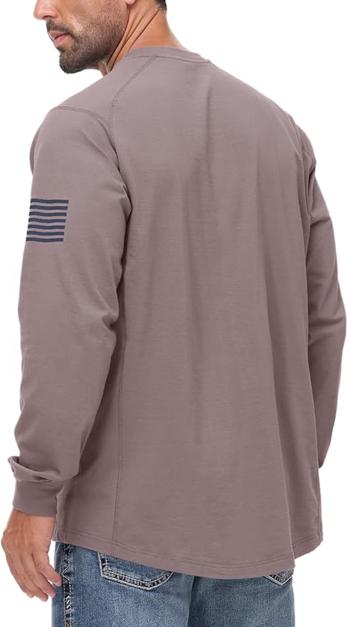 FR Shirts for Men 5.5OZ Lightweight Stretch Patriot Baseball T-Shirt Work Shirt