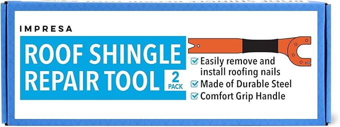 IMPRESA Pack of 2 Shingle Nail Puller - Safety Orange Ergonomic Comfort Grip & Roof Repair Tools - Magnetic Grip & Shingle Nail Remover - High-Contrast Orange Finish & Roofing Tool