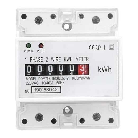 Electric Meter, KWh Meter, Single Phase 4P LED DIN-Rail Electricity Power Consumption Wattmeter Energy Meter, 10-40A