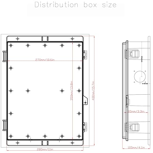 Electrical Junction Box, Outdoor Water Resistant Nema Enclosure, Ventilated ABS Plastic WiFi Project Box with Internal Mounting Panel & Hinged Cover 15.7" Lx 11" Wx 4.1" H