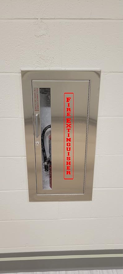 Vertical Premium Self-Adhesive Vinyl Fire Extinguisher decal for Cabinet RED 2" x 18" construction bulk pack of 10