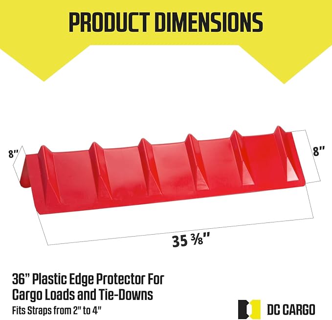 DC Cargo - Heavy-Duty Edge Protectors, 8"x8"x36" (Pack of 4) Strap Protectors for Flatbed Equipment, Unparalleled Cargo Management Solutions for Truckers, Contractors, and Outdoor Enthusiasts