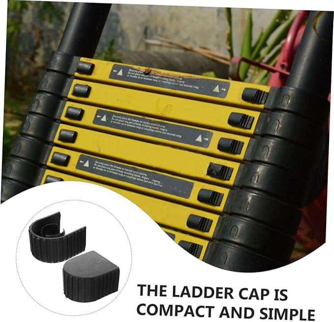 Garneck 4pcs Ladder Foot Covers Non-Slip Protective Pads for Telescopic Ladders Easy Installation Aluminum Caps for Enhanced Stability and Durability for Safe Climbing