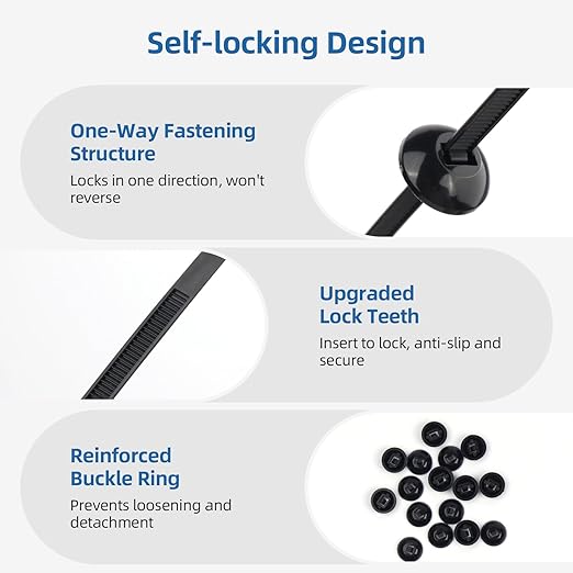 150 Pcs Nylon Universal Cable Tie Buckle for Car - Self-Locking and Easy Install Zipper Clips with Pin & Button Design - UV-Resistant Zip Tie for Quick and Effortless Car Daily Repair