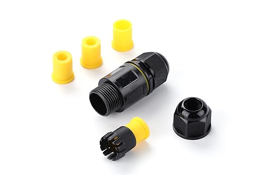 IP68 Waterproof Junction Box Outdoor 2way 4Pin 1in2 Out (AC450v,24A) M20 Wire Range in(5-10mm) Out（3-7mm） Electrical Cable Connector,Suitable for Repair and Extend Power Cables,UL（2Pack）
