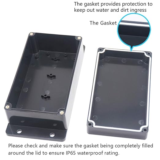 Zulkit Junction Box ABS Plastic Dustproof Waterproof IP65 Universal Electrical Boxes Project Enclosure with Fixed Ear Black 6.22 x 3.54 x 2.36 Inch (158 x 90 x 60mm)(Pack of 2)
