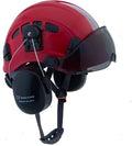 LOHASPRO Arborist Forestry Helmet Safety Hard Hat with Visor and Ear Muffs for Tree Service Logging Cutting Wood Chainsaw Helmet Garden Work Trimming Mowing(P91 Red+Smoked Visor+Earmuff)