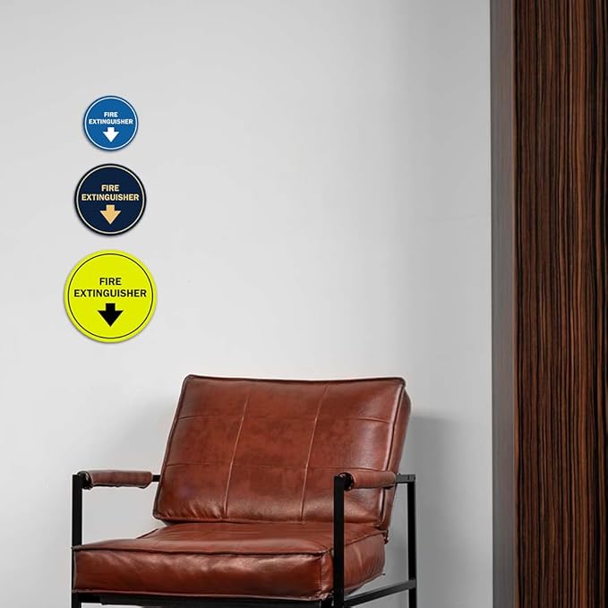 Signs ByLITA Circle Fire Extinguisher Sign (Light Grey/Burgundy) - Medium
