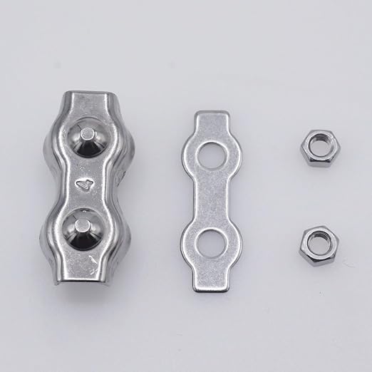 12pcs M4 Stainless Steel Duplex Wire Rope Clip Cable Clamp, Double Bolt Wire Cable Clamps, 2-Post Wire Rope Clip for 1/8 Inch Diameter Wire Cable