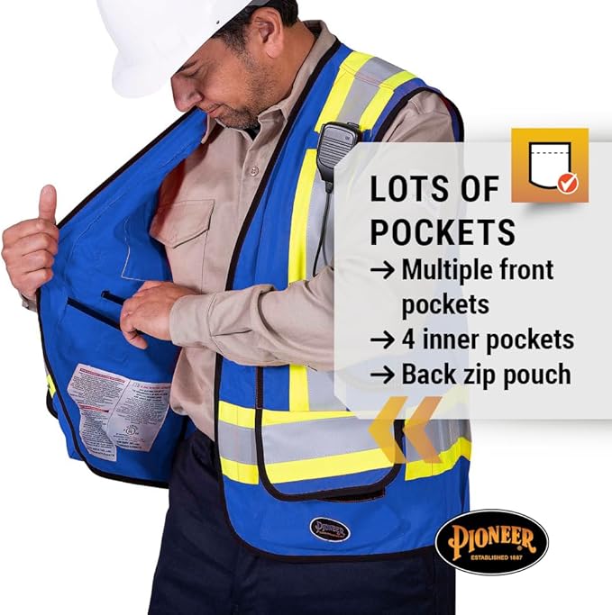 Pioneer Hi Vis FR Surveyor's Safety Vest - Flame Resistant ARC Rated - Reflective - for Men and Women
