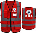 Reflective Security Safety Vests Heavy Duty with 7 Pockets and Front Zipper