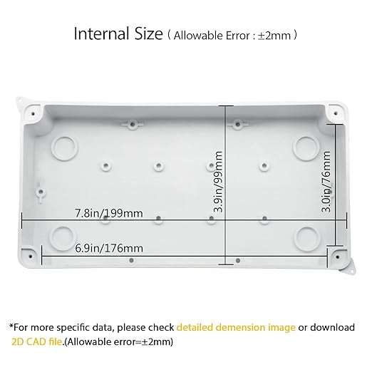 LeMotech Junction Box, Electrical Box IP65 Water Resistant Dustproof ABS Plastic Project Enclosure for Electronics White 7.9 x 3.9 x 2.8 inch