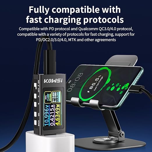 Diymore USB C Tester USB C Power Meter Tester,Digital Multimeter with LCD Display,Digital Voltmeter Type C Voltage and Current Tester Fast Charging PD3.1 Protocol Testing,240W/40V/12A Capacity