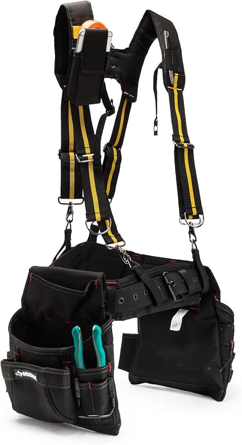 Cedriany Tool Belt Suspenders for Work Belt Suspenders Heavy Duty Padded with Attachment Loops for Men