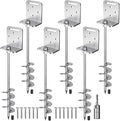 18'' Heavy Duty Ground Anchors 10mm Solid Steel with L Bracket, for Trampoline Mobile Home Swing Set Shed Carport Tent Earth Anchor Fence, 2.7" Helix Blade & Chrome Plated Finish, 6Pack