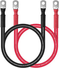 iGreely Battery Cable 2 AWG 2 Gauge Wire Made with OFC Copper Wire Battery Power Inverter Cables with 5/16" Lugs Terminals for Welding Solar Panel Automotive Car Motorcycle RV Marine 1ft/30cm