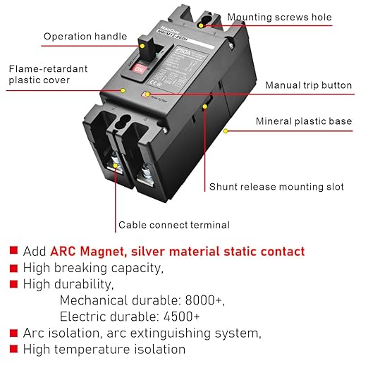 NanQue DC Solar Panel Circuit Breaker PV System Disconnect Switch and Protector 60-250 Amp 36-600 Voltage Automatic Cut Off Circuit 2 Poles Non-Polarized 25kA Recycle Use Fuse Siver Contactor (125A)