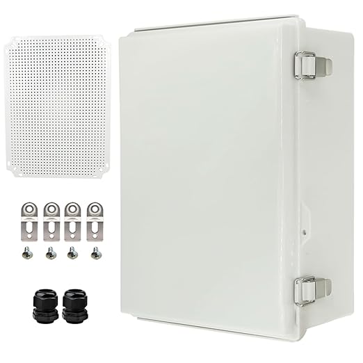Waterproof Electrical Box Junction Box Weatherproof IP67 ABS Plastic Enclosure Switch Router Project Box Electronics DIY Enclosure with Mounting Plate and Wall Bracket Grey 16.1"x12.2"x7.1"