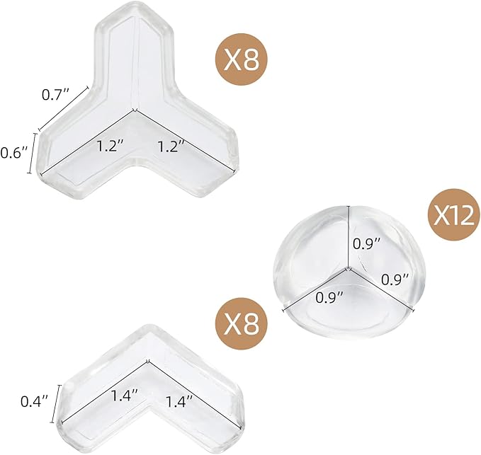 28 Pcs Clear Corner Protector - L, T, Round Shape Corner Guards & Bumpers to Cover Sharp Furniture & Table Edges for Baby Kid Toddler Safety