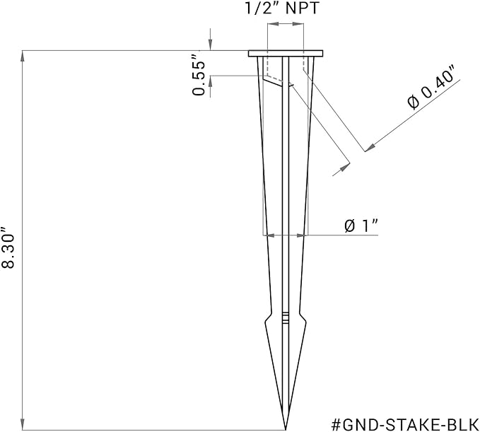 8.30 in. Tall Aluminum Ground Stake Mount with 1/2 in. NPT Thread Female Outlet for Outdoor Landscape Lighting Fixtures – Easy Install – Flood Light Accessories – Black (4-Pack)