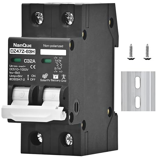 DC 260V 500V 600V 800V 1000V Circuit Breaker MCB Solar Panel Protector PV System Battery Discharge Protector Automatic AC DC Univesal Thermomagnetic Black Color (32A)