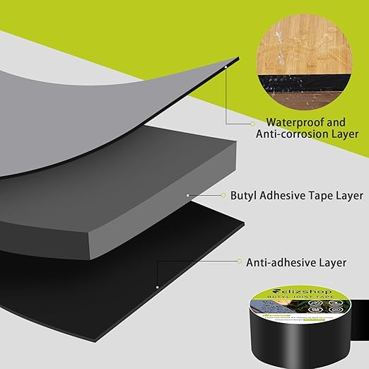 1 5/8" x 50' Deck Joist Tape,Waterproof Antiseptic Butyl Tape,Seal Anti-Corrosion Butyl Joist Tape, Weather Resistance Self-Adhesive Flashing Joist Tape for Decking Joists Wood Decks Beams（8 Rolls）