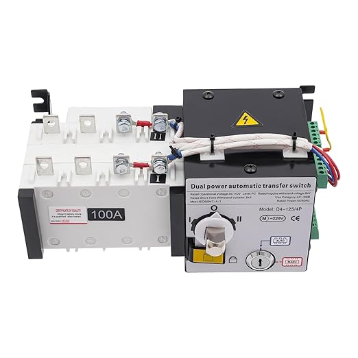 Dual Power Automatic Transfer Switch 4P 100A ATS Dual Power Generator Changeover Switch 110V Mini Electrical Selector Switches 3C Rated Voltage Range: 37V-440V