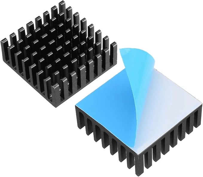 6pcs Small Aluminum Heatsink 25x25x10mm / 0.98x0.98x0.39inch Heat Sink Cooler Radiator with Thermal Conductive Double Sided Tape Cooling for ASUS ROG Ally GPU IC Chips (25mmx25mmx10mm, Black)