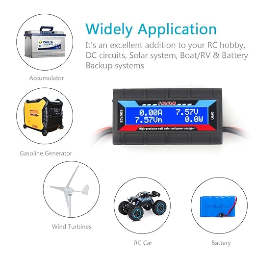 150A High Precision Power Analyzer Multi Meter for Measuring Power Watt (W) Voltage (V) Current (A) Charge (Ah) Energy (Wh)