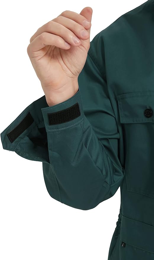 Mens Cotton Blend Long Sleeve Coverall Multi Pockets Zip Overall Mechanic Work Jumpsuit with Hood