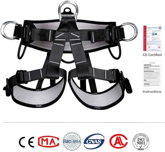 Climbing belts, Thicken Professional Safety Belt with Magnesium Alloy Connection Ring, Outdoor Momentum Belt for Rock Climbing, Fire Rescue, Rappelling