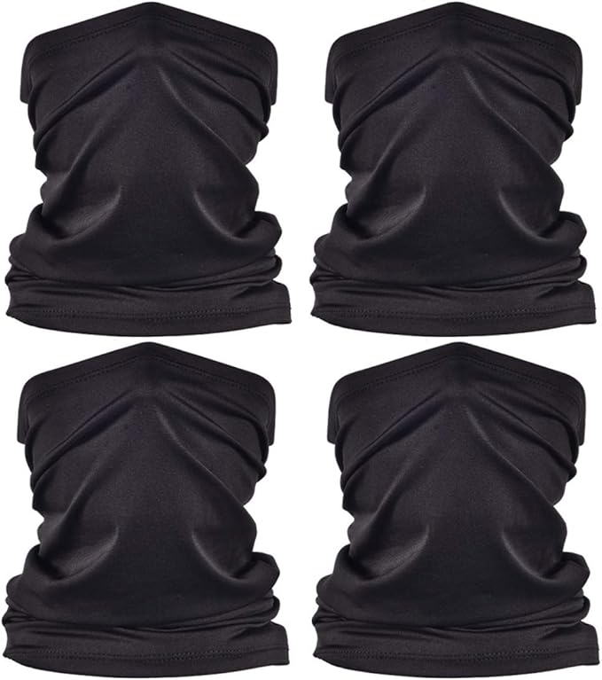 UV Face Cover Neck Gaiter Mask Dust Protection Magic Scarf Wind Bandana Balaclava for Summer Running Fishing 4 PCS