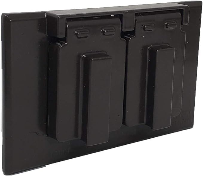 Sealproof 1-Gang Duplex Horizontal Weatherproof Outlet Cover, Single Gang Duplex Electrical Power Receptacle Protector, UL Listed, Bronze