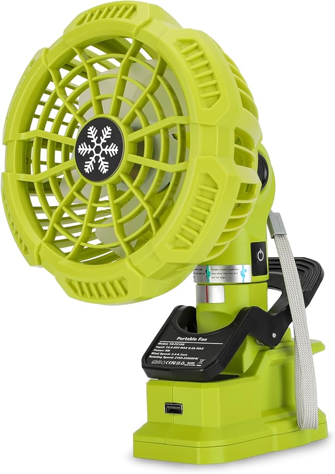 Taingwei Portable Clip Fan for Ryobi 18V Battery, 6.5inch Battery Powered Operated Fan for Stroller,Bedroom,Camping,Outdoorand Job Site(Battery not Included)